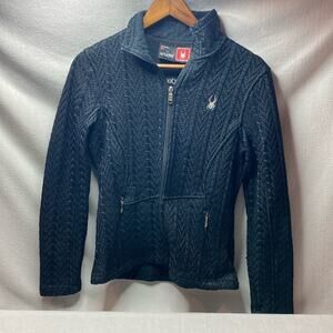 Spyder black knit full zip jacket size medium